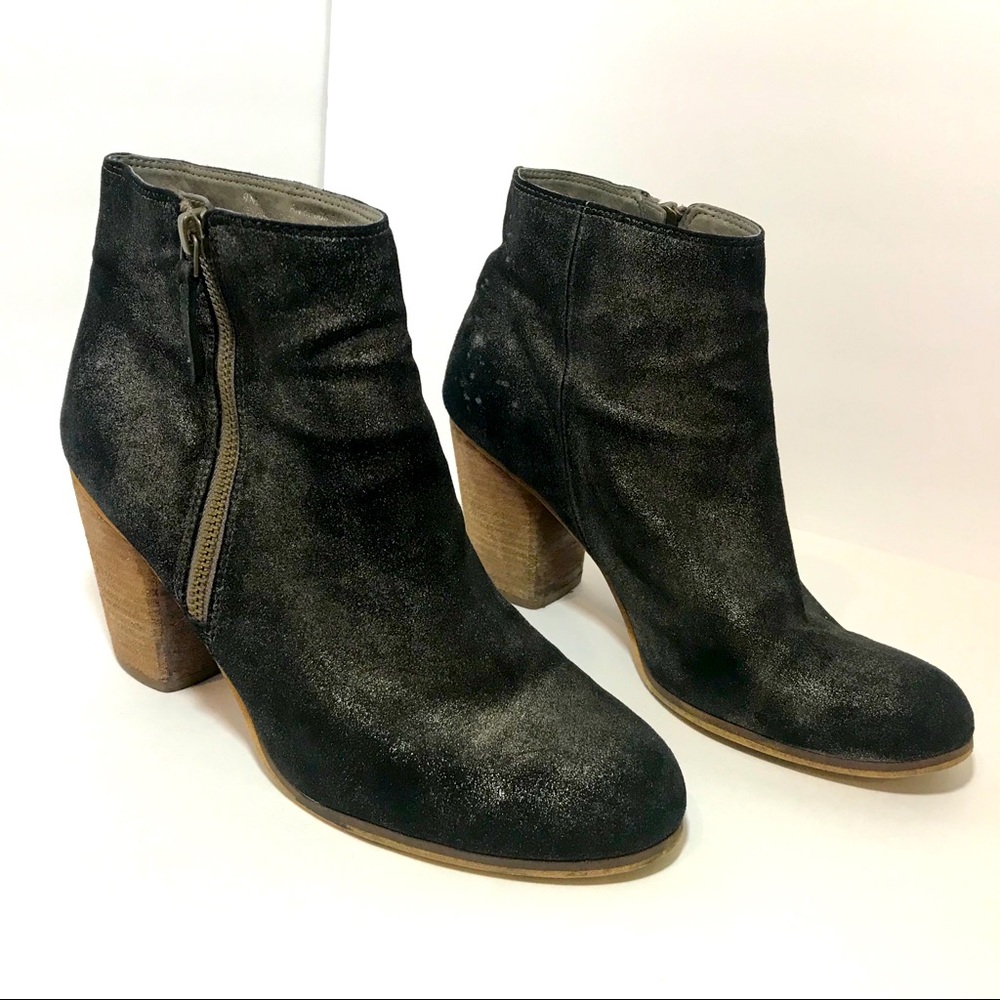 BP Black with Silver Suede Trolley Ankle Booties